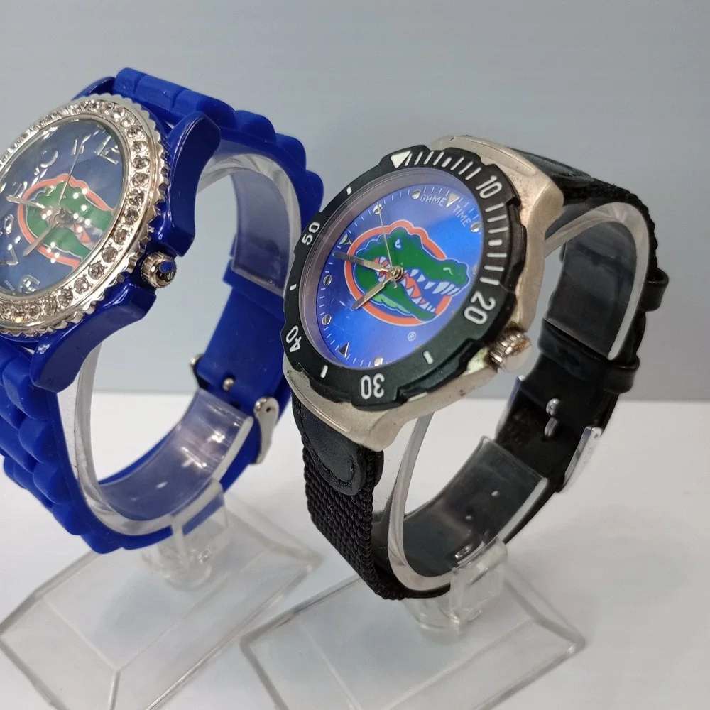 Lot of 2 Florida Gators Watches Quartz‎ Men's 39mm Blue & Black New Battery